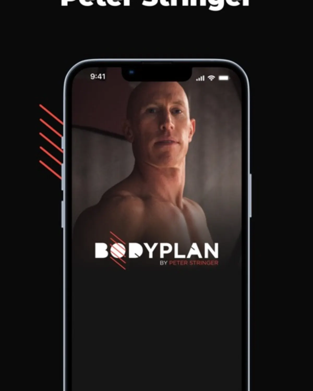 Peter Stringer presenting Bodyplan fitness coaching on a smartphone