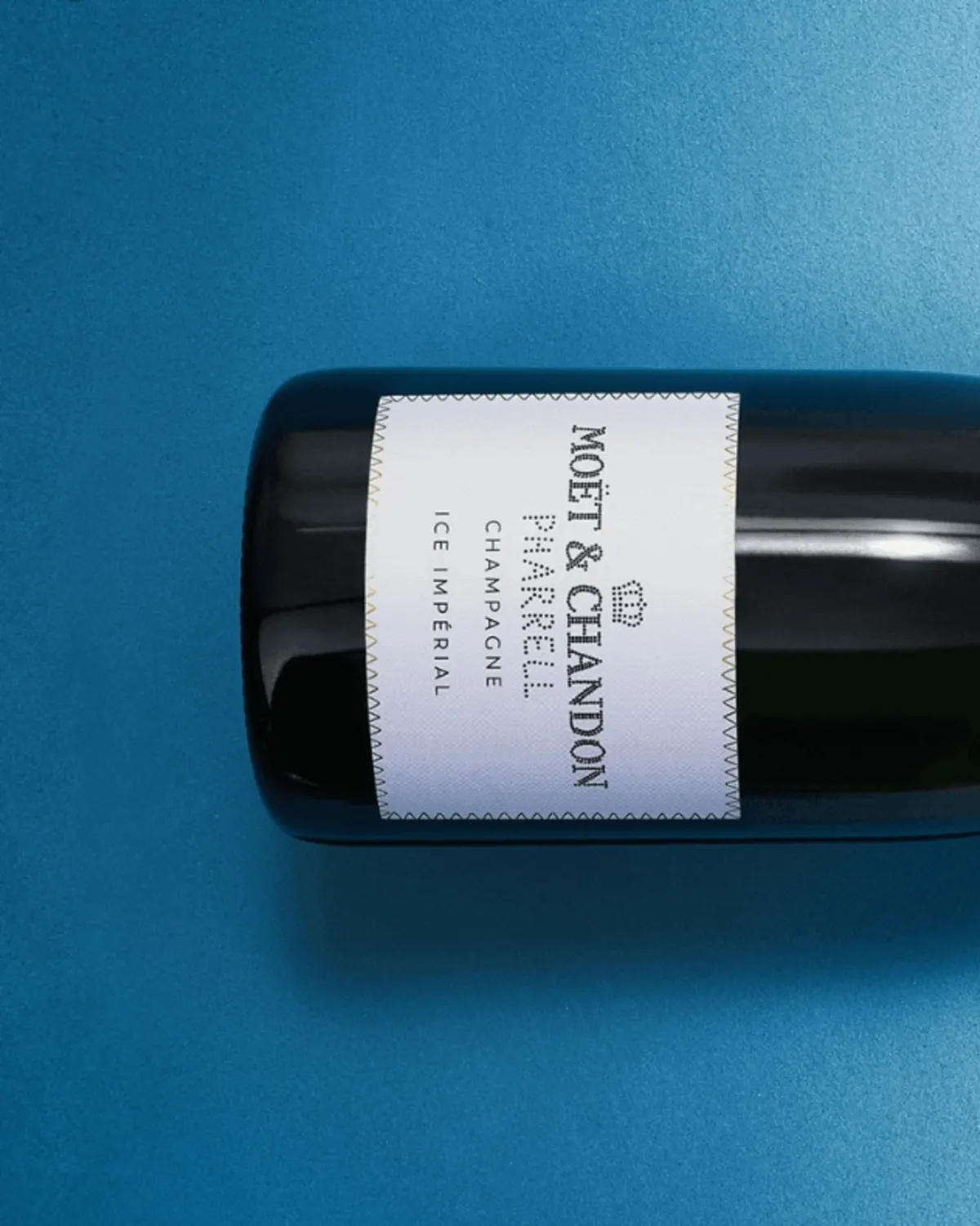 Moët & Chandon Ice Impérial bottle on a textured blue backdrop