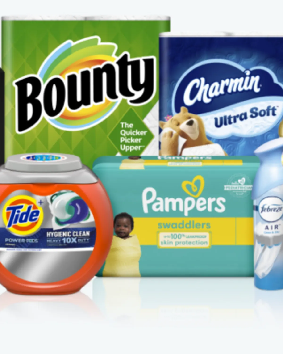P&G household products including Bounty, Charmin, Tide and Pampers